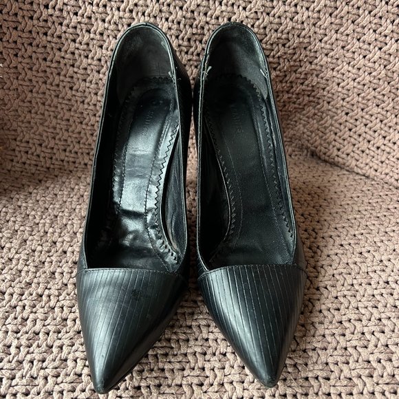 All Saints Black Ribbed/Striped Pumps - Picture 2 of 7